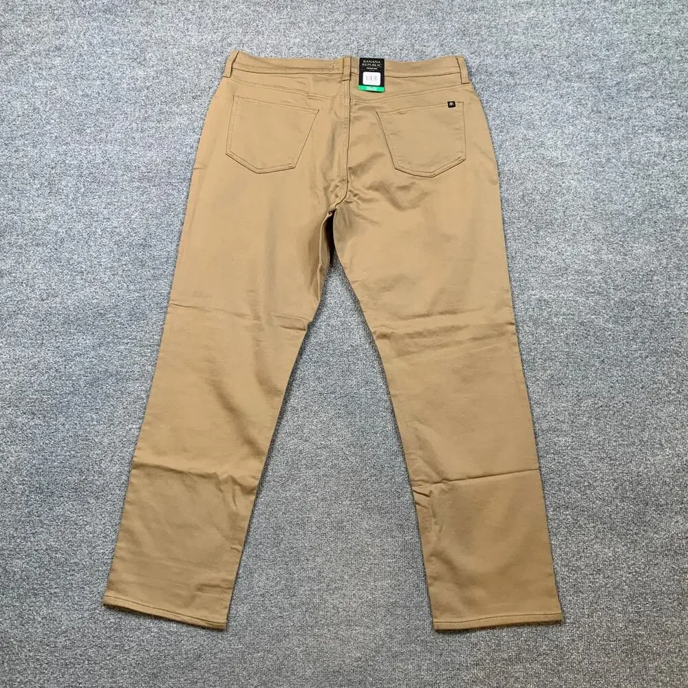 Banana Republic Pants Mens 38 Tan 5 Pocket Cotton Stretch Flat Front Casual